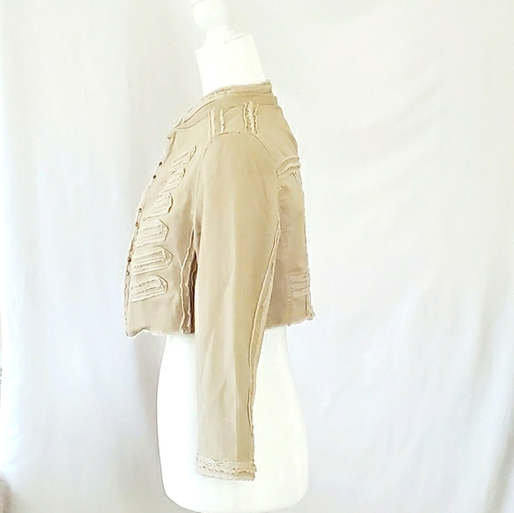 Beige Mystree Cropped Cotton Jacket - Picture 2 of 6